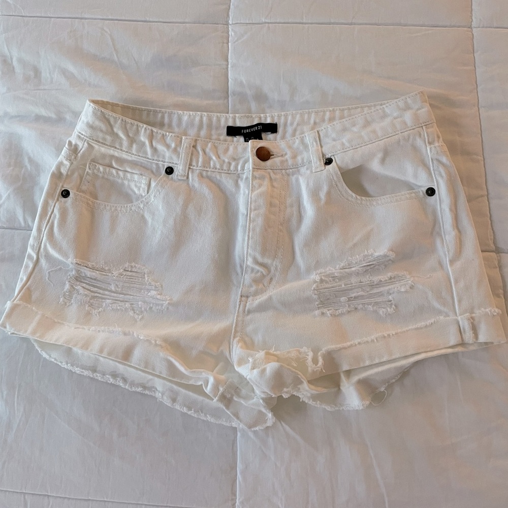 Forever 21 White Jean Shorts